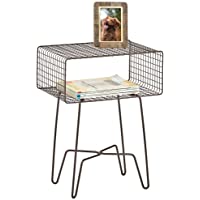 mDesign Mesita auxiliar de metal pequeña – Elegante mesa auxiliar vintage para el salón o el dormitorio – Mesa de centro…